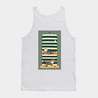 Striped Purrfection: Cat Design with Style Tank Top